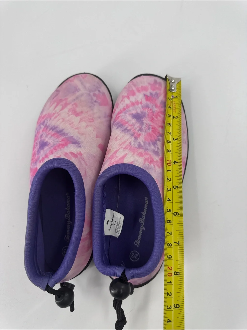 TOMMY BAHAMA Girls Pink & Purple Tie-Dye Slip-On Water Shoes Size 2/3 EUC